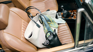 Car interior with bags on the seat
