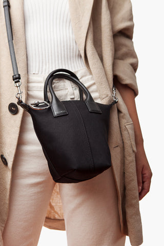 Mini Concierge Tote – Black Nylon Crossbody