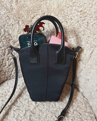 Mini Concierge Tote – Black Nylon Crossbody