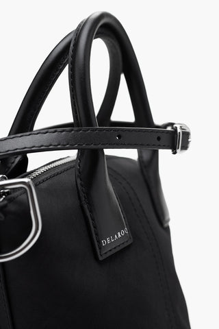 Mini Concierge Tote – Black Nylon Crossbody